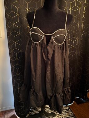 Cutest free people vibe dress- black with rhinestone trim